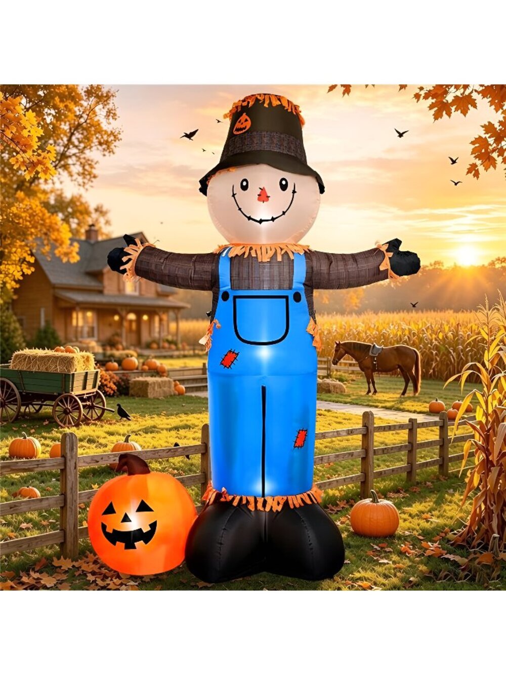 8FT Fall Thanksgiving Inflatables Scarecrow Decorations Outdoor